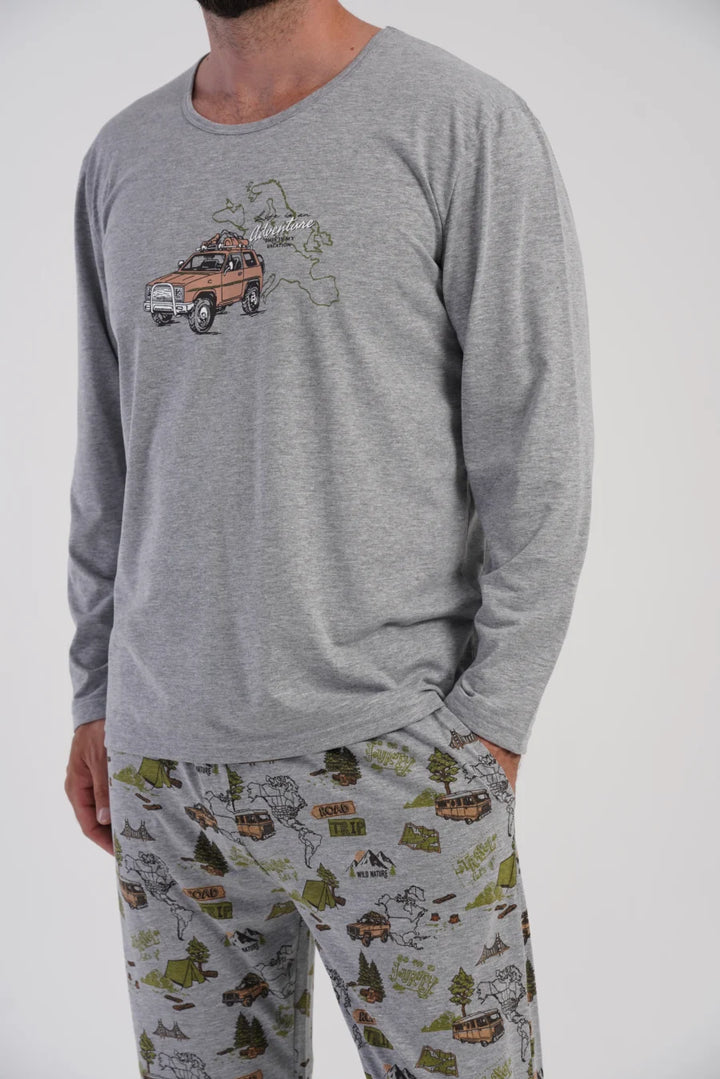 Piżama Męska Vienetta Urban Ride, Szary, r. S-XL