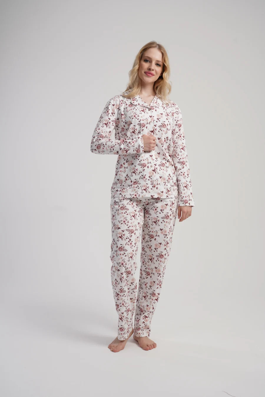 Piżama Damska Vienetta Floral Charm, Biały, r. M-XXL