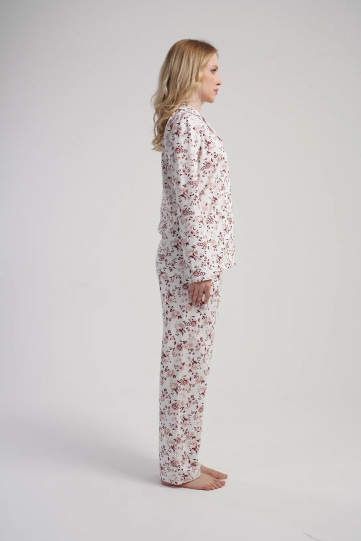 Piżama Damska Vienetta Floral Charm, Biały, r. M-XXL