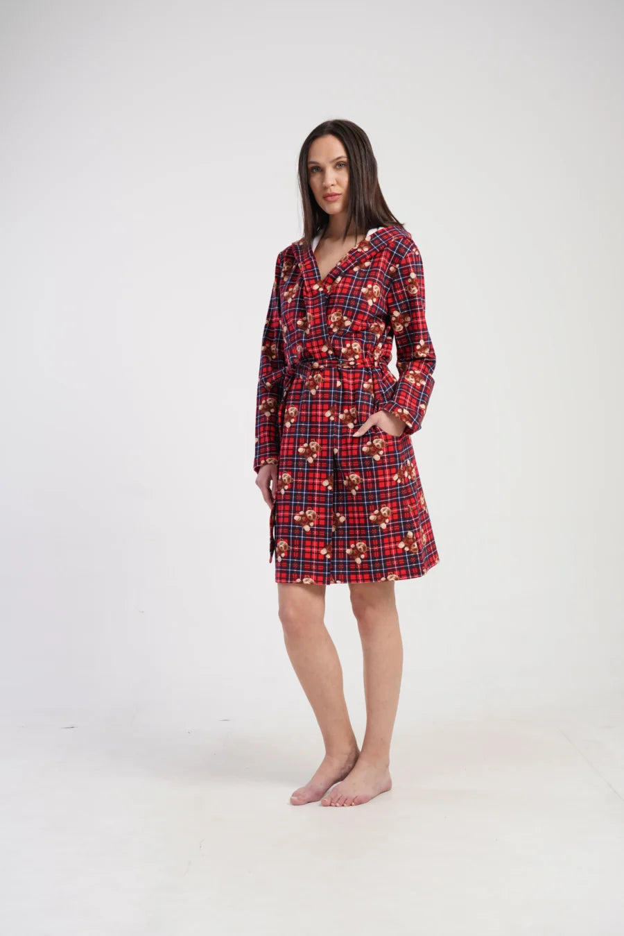 Szlafrok damski Vienetta Cozy Bear, Czerwony, r. M-XXL