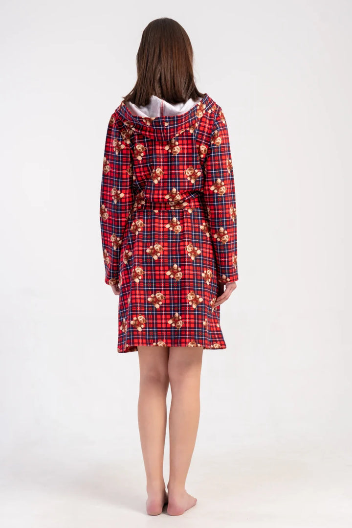 Szlafrok damski Vienetta Cozy Bear, Czerwony, r. M-XXL