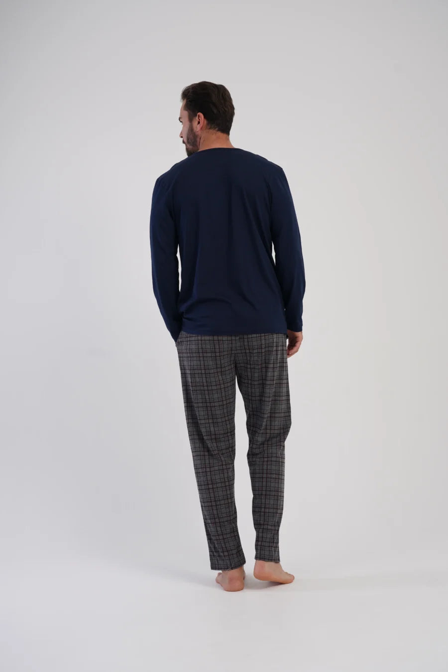 Piżama Męska Vienetta Classic Check, Granatowy r. 1XL-4XL