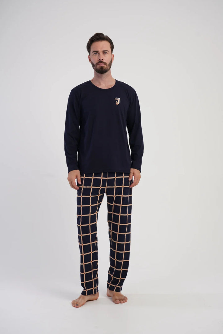 Piżama Męska Vienetta Classic Navy, Granatowy, r. M-XXL