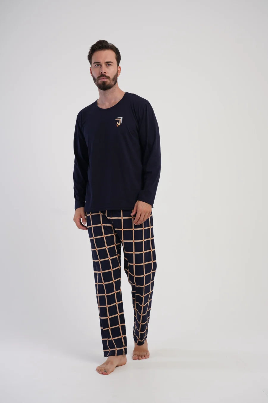 Piżama Męska Vienetta Classic Navy, Granatowy, r. M-XXL