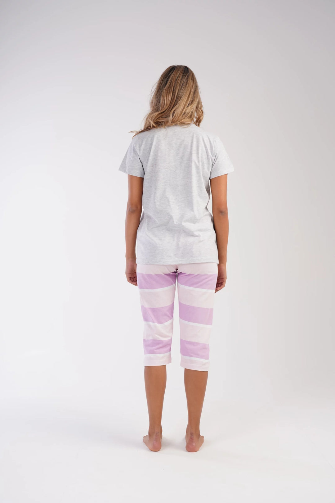 Piżama Damska Vienetta Madras Magic, szaro-różowa, r. M-XXL