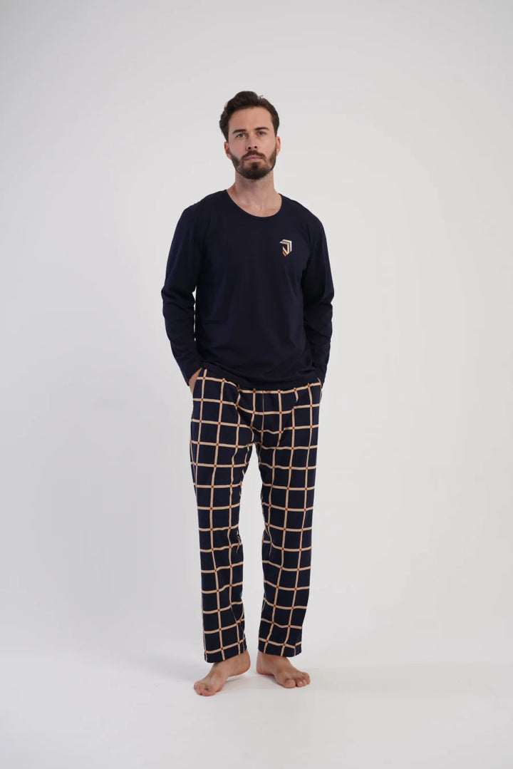 Piżama Męska Vienetta Classic Navy, Granatowy, r. M-XXL