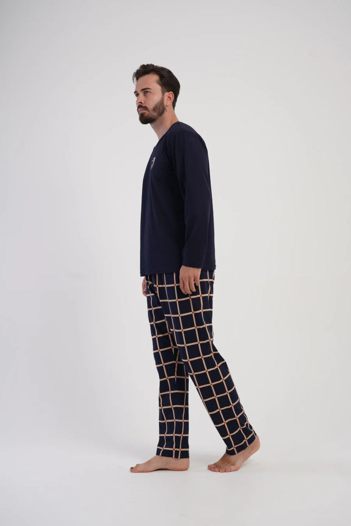 Piżama Męska Vienetta Classic Navy, Granatowy, r. M-XXL