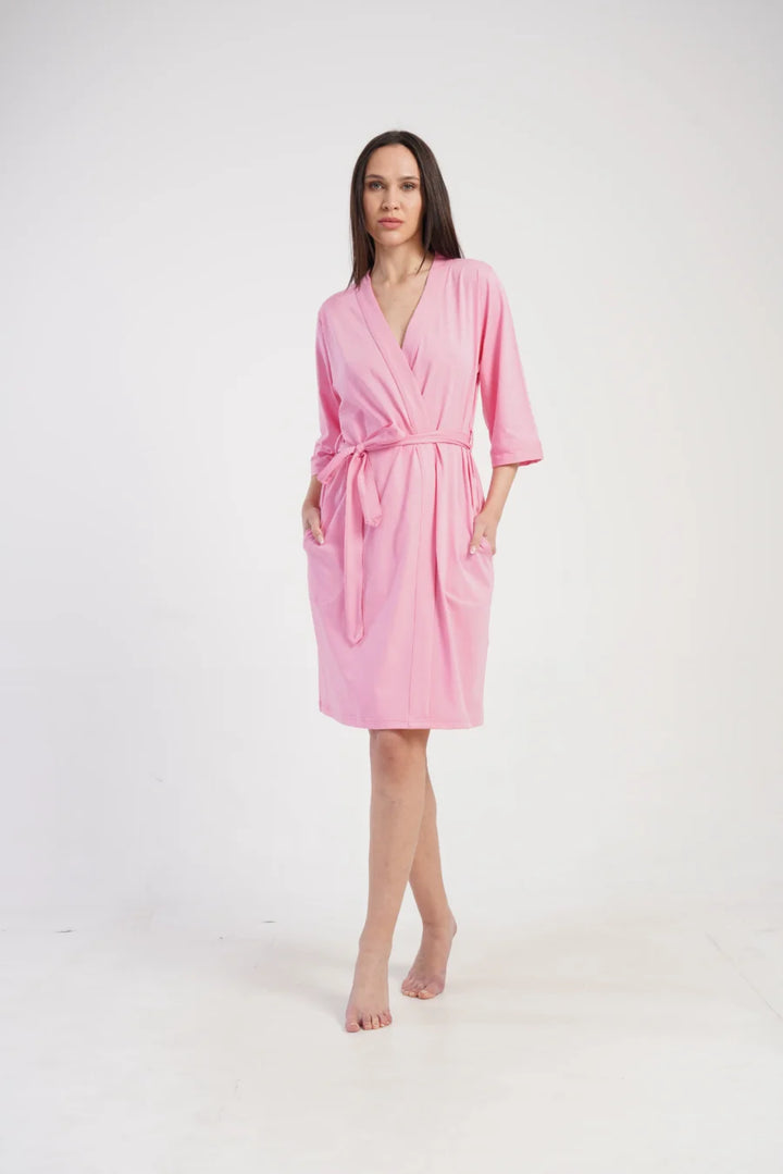 Szlafrok damski Vienetta Pink Cotton, Różowy, r. 1XL - 3XL