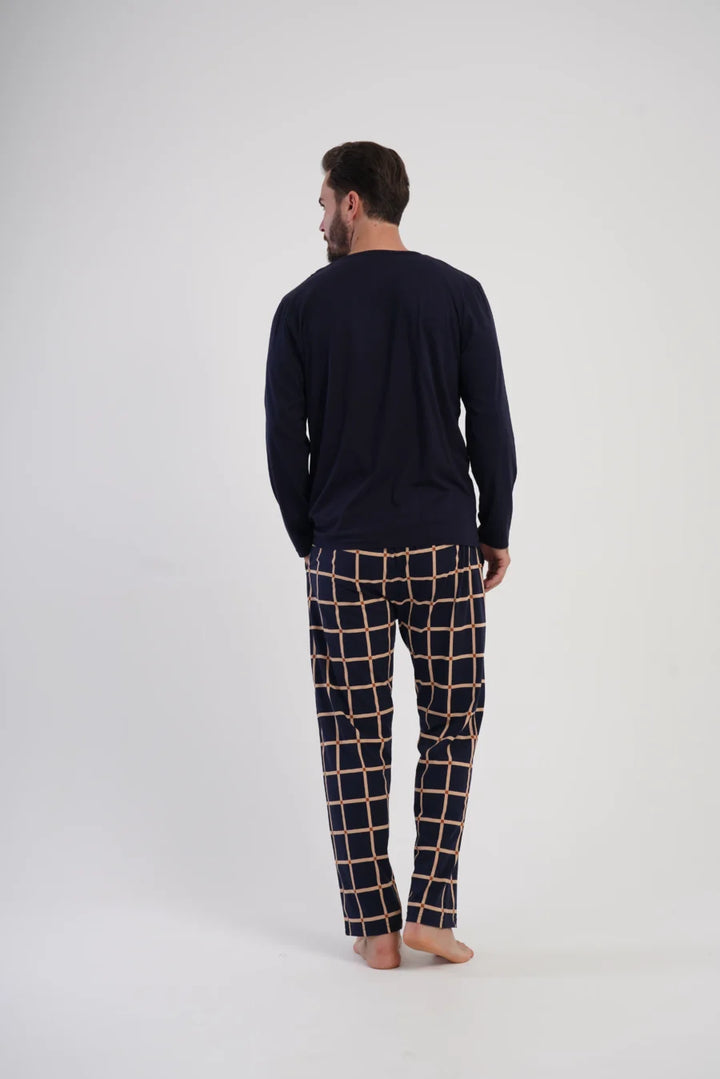 Piżama Męska Vienetta Classic Navy, Granatowy, r. M-XXL