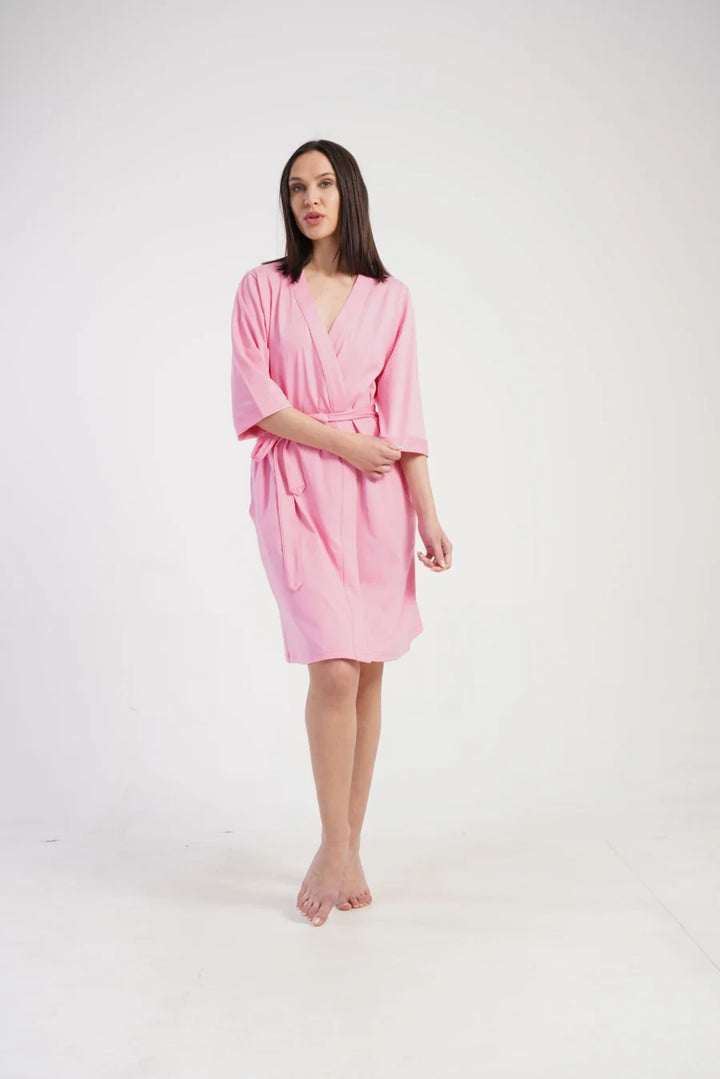 Szlafrok damski Vienetta Pink Cotton, Różowy, r. 1XL - 3XL