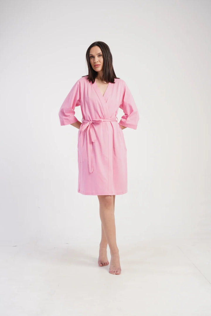 Szlafrok damski Vienetta Pink Cotton, Różowy, r. 1XL - 3XL
