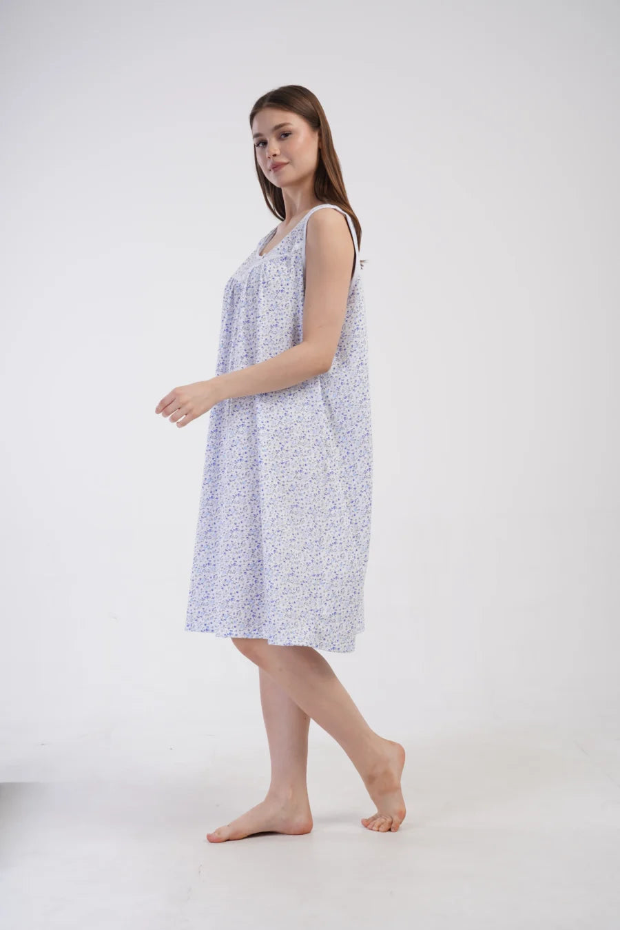 Koszula Nocna Damska Floral Ease, Niebieski, r. 1XL - 4XL