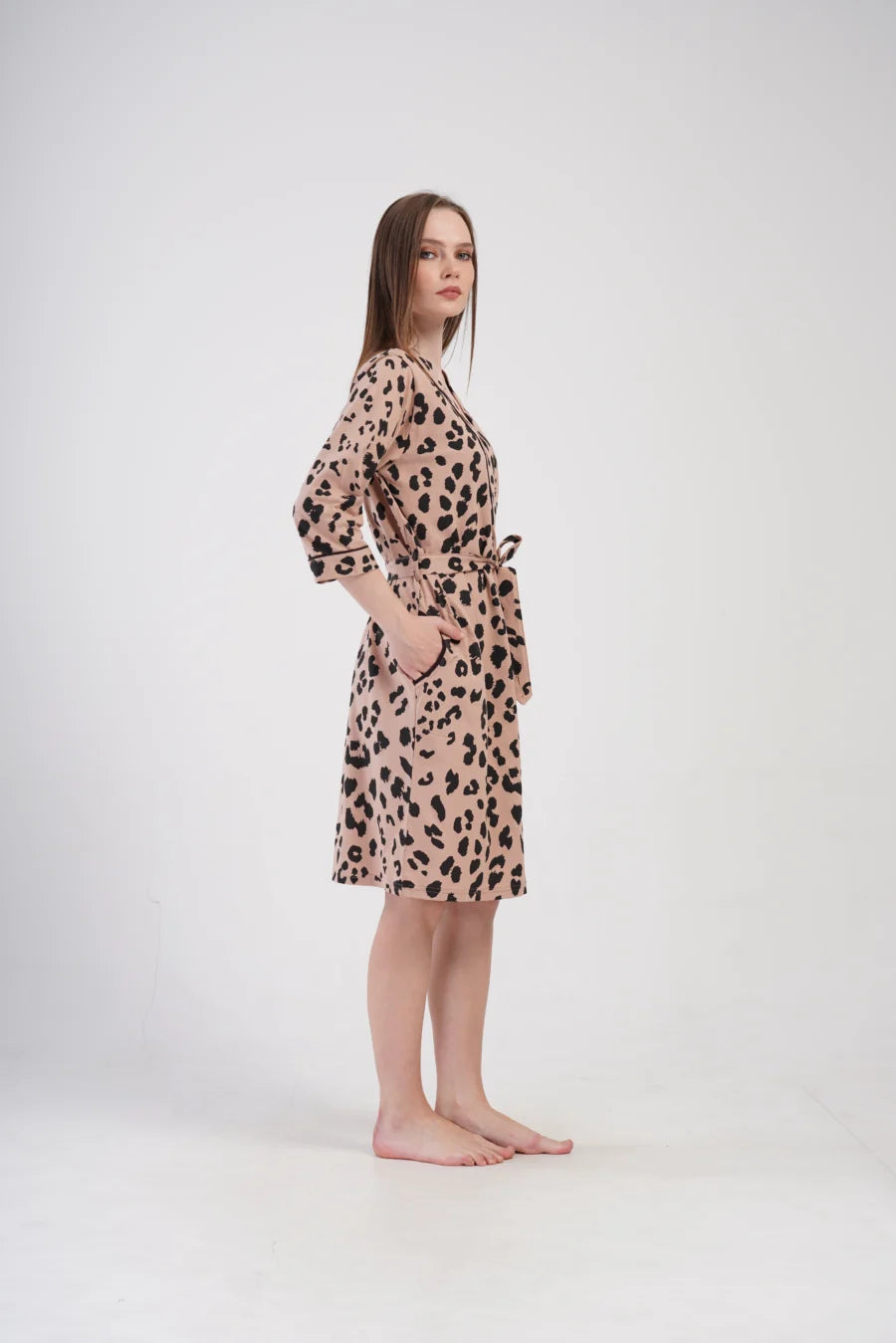 Szlafrok damski Vienetta Lovely Panther, Beżowy, r. M-XXL