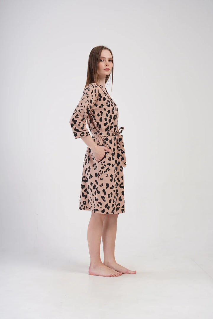 Szlafrok damski Vienetta Lovely Panther, Beżowy, r. M-XXL