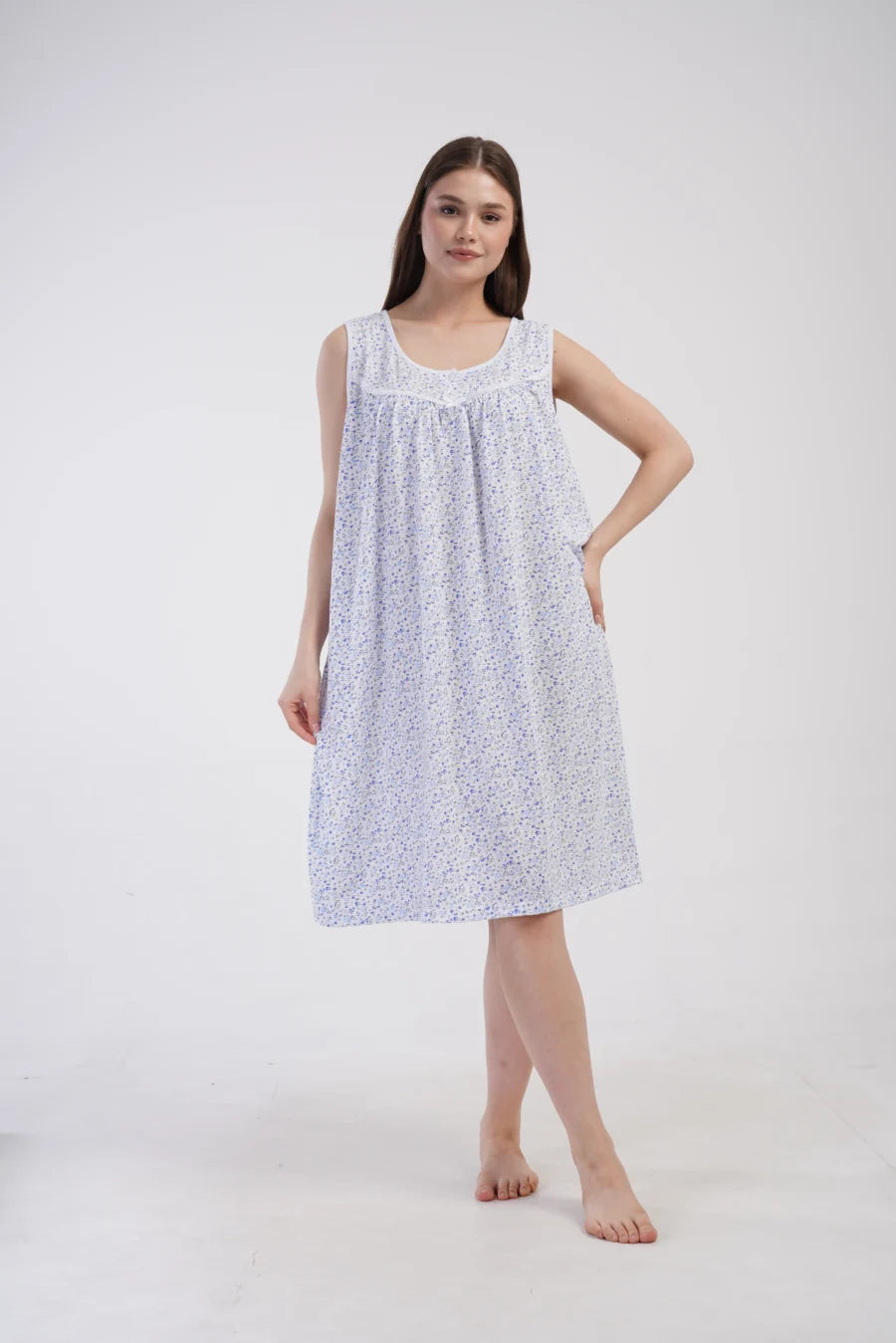 Koszula Nocna Damska Floral Ease, Niebieski, r. 1XL - 4XL