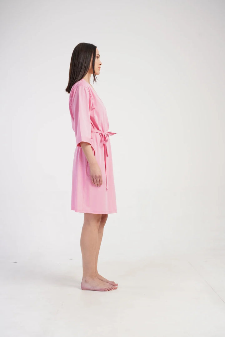 Szlafrok damski Vienetta Pink Cotton, Różowy, r. 1XL - 3XL