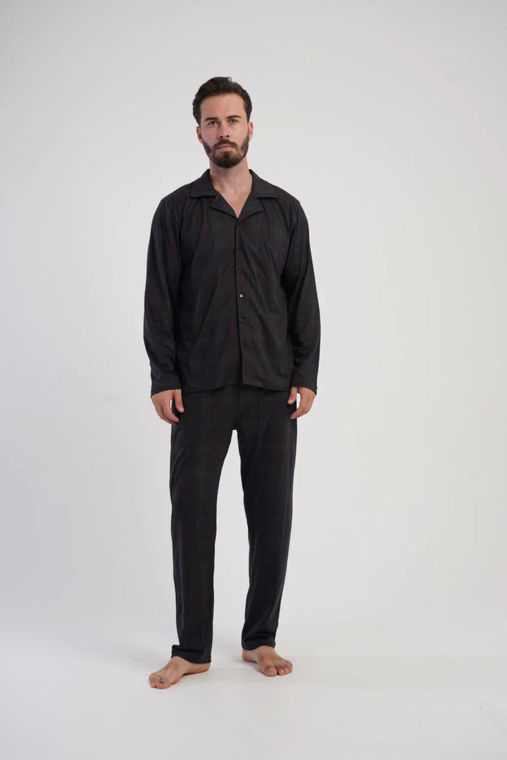 Piżama Męska Vienetta Classic Black, Czarny, r. M-XXL