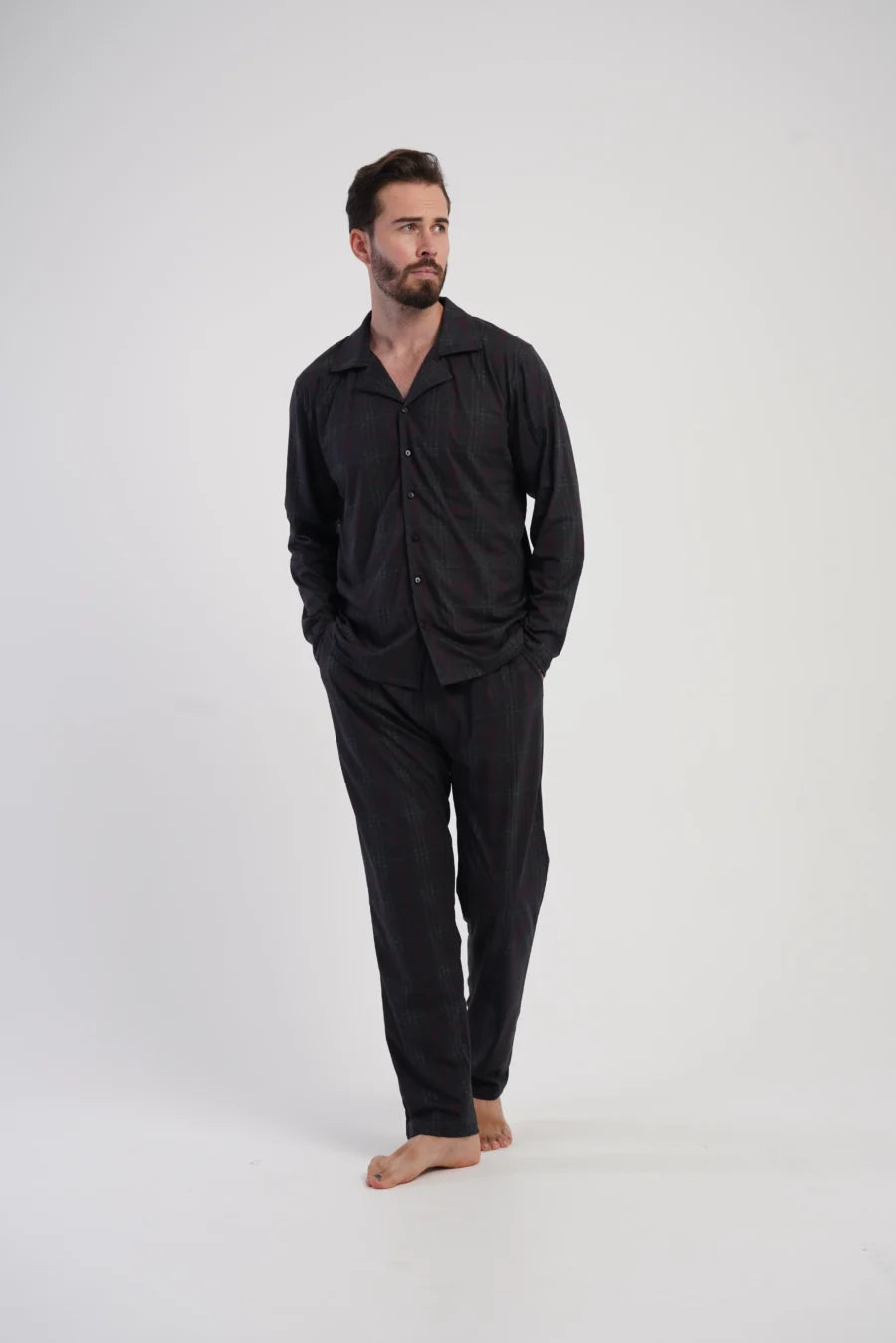 Piżama Męska Vienetta Classic Black, Czarny, r. M-XXL