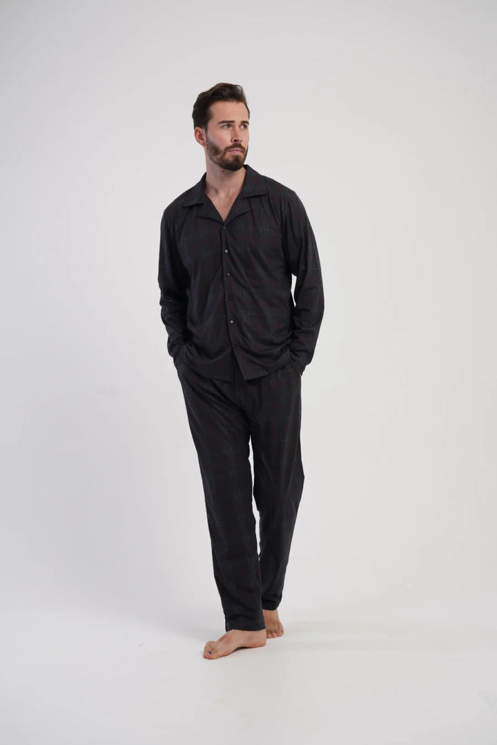 Piżama Męska Vienetta Classic Black, Czarny, r. M-XXL