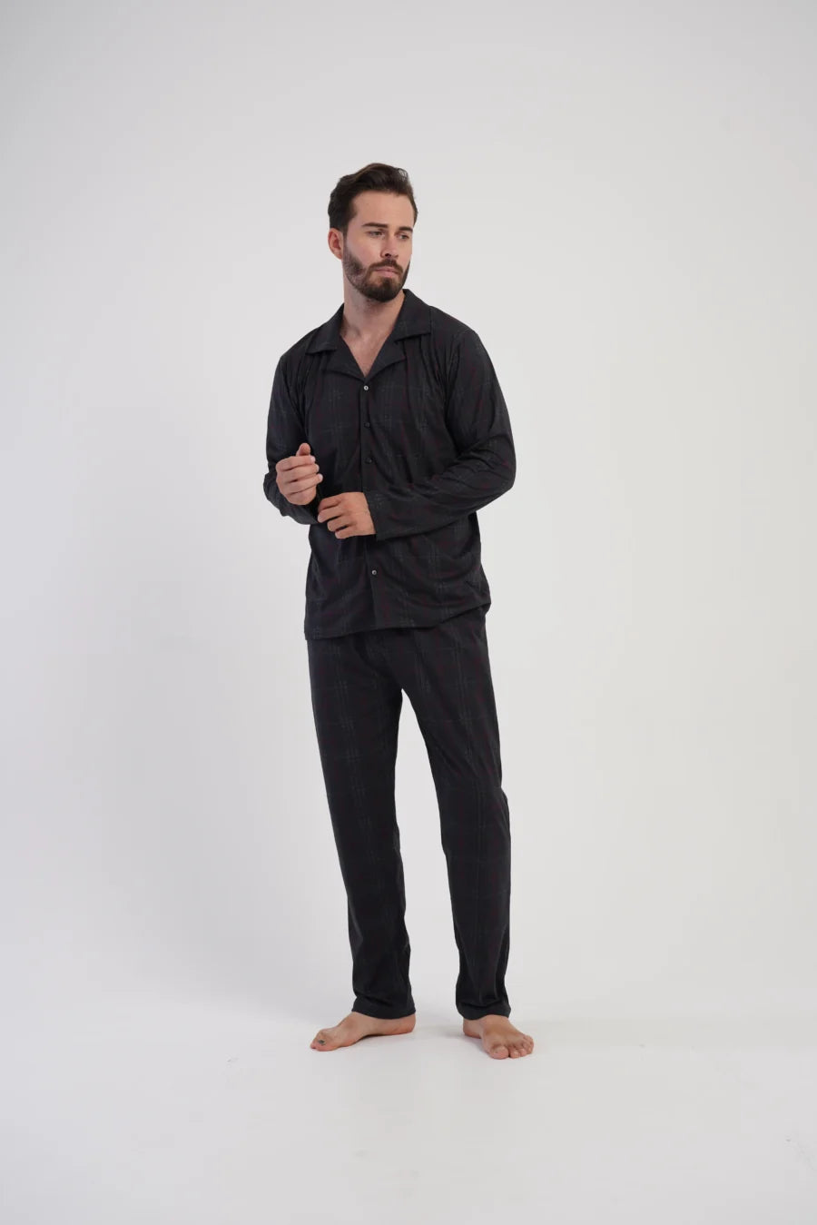 Piżama Męska Vienetta Classic Black, Czarny, r. M-XXL