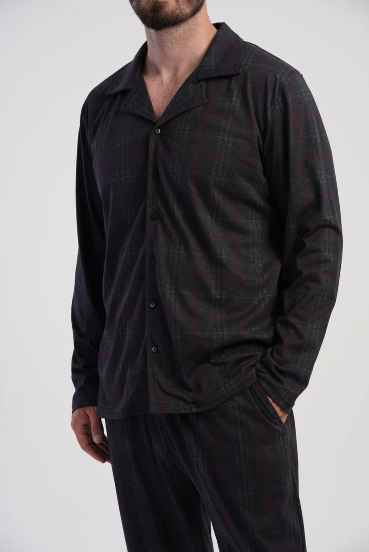 Piżama Męska Vienetta Classic Black, Czarny, r. M-XXL