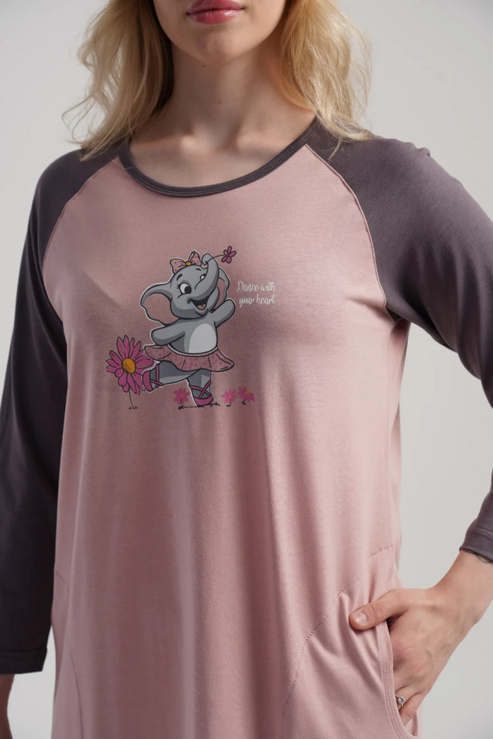 Koszula Nocna Damska Vienetta Playful Comfort, Różowy, r. S - XL