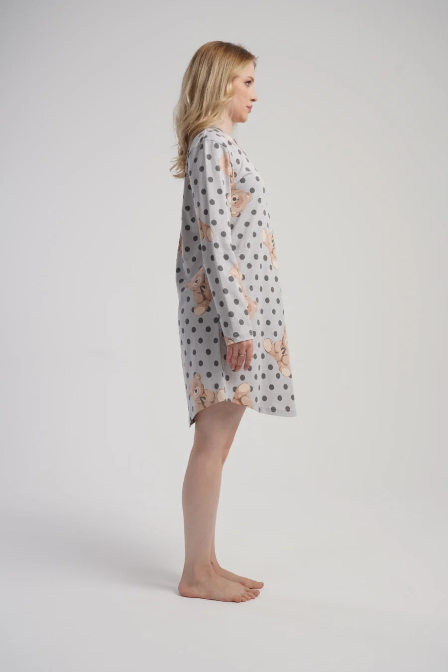 Koszula Nocna Damska Vienetta Teddy Night, Szary, r. M - XXL