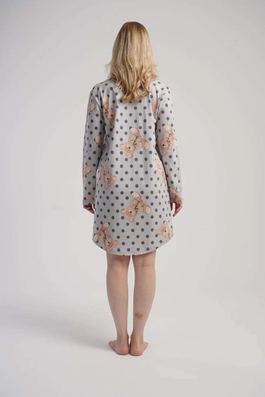 Koszula Nocna Damska Vienetta Teddy Night, Szary, r. M - XXL