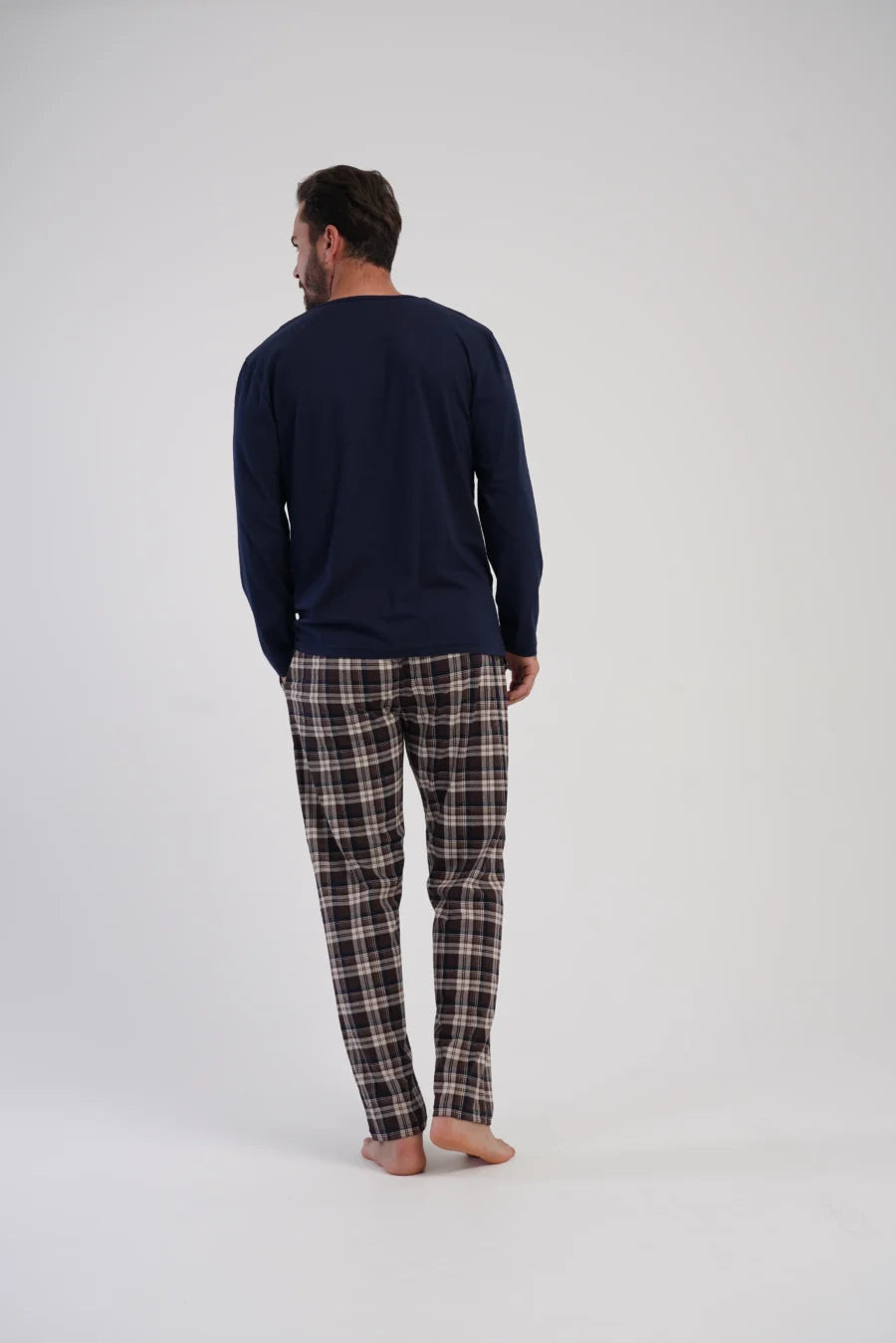 Piżama Męska Vienetta Navy Check, Granatowy, r. 1XL-4XL