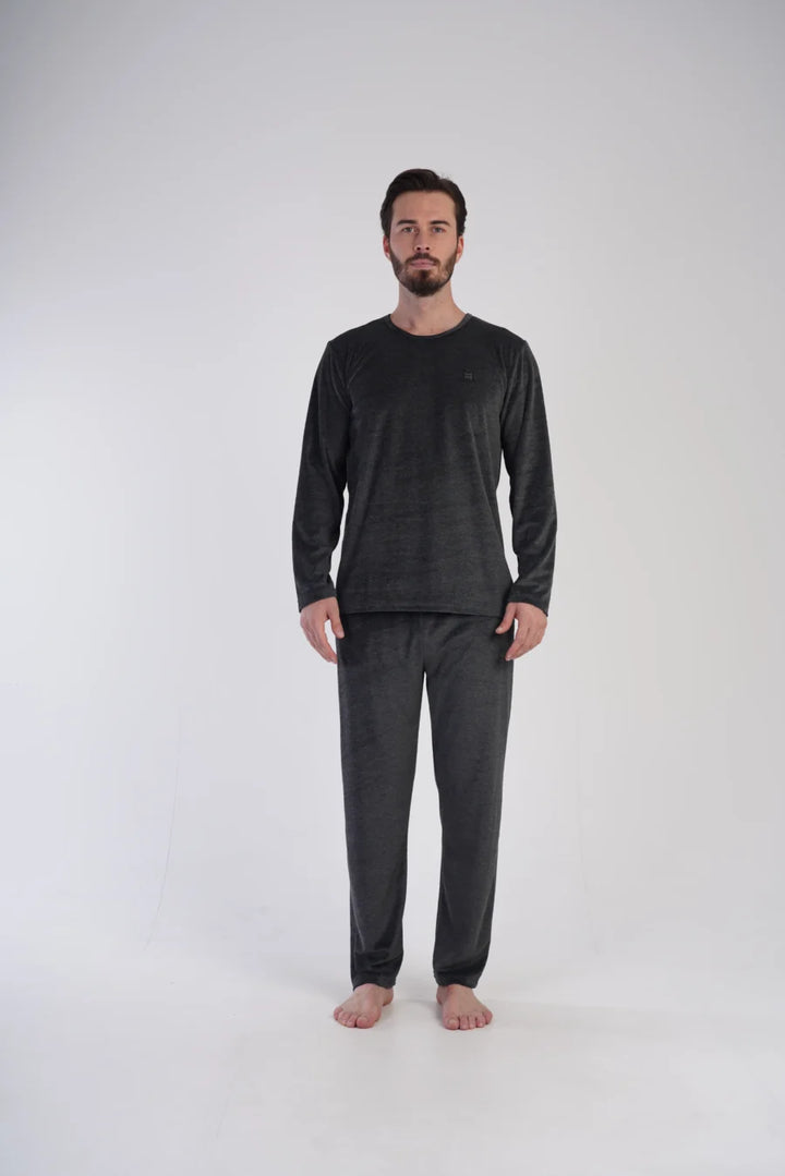 Piżama Męska Vienetta Velour Night, Grafitowy, r. M-XXL