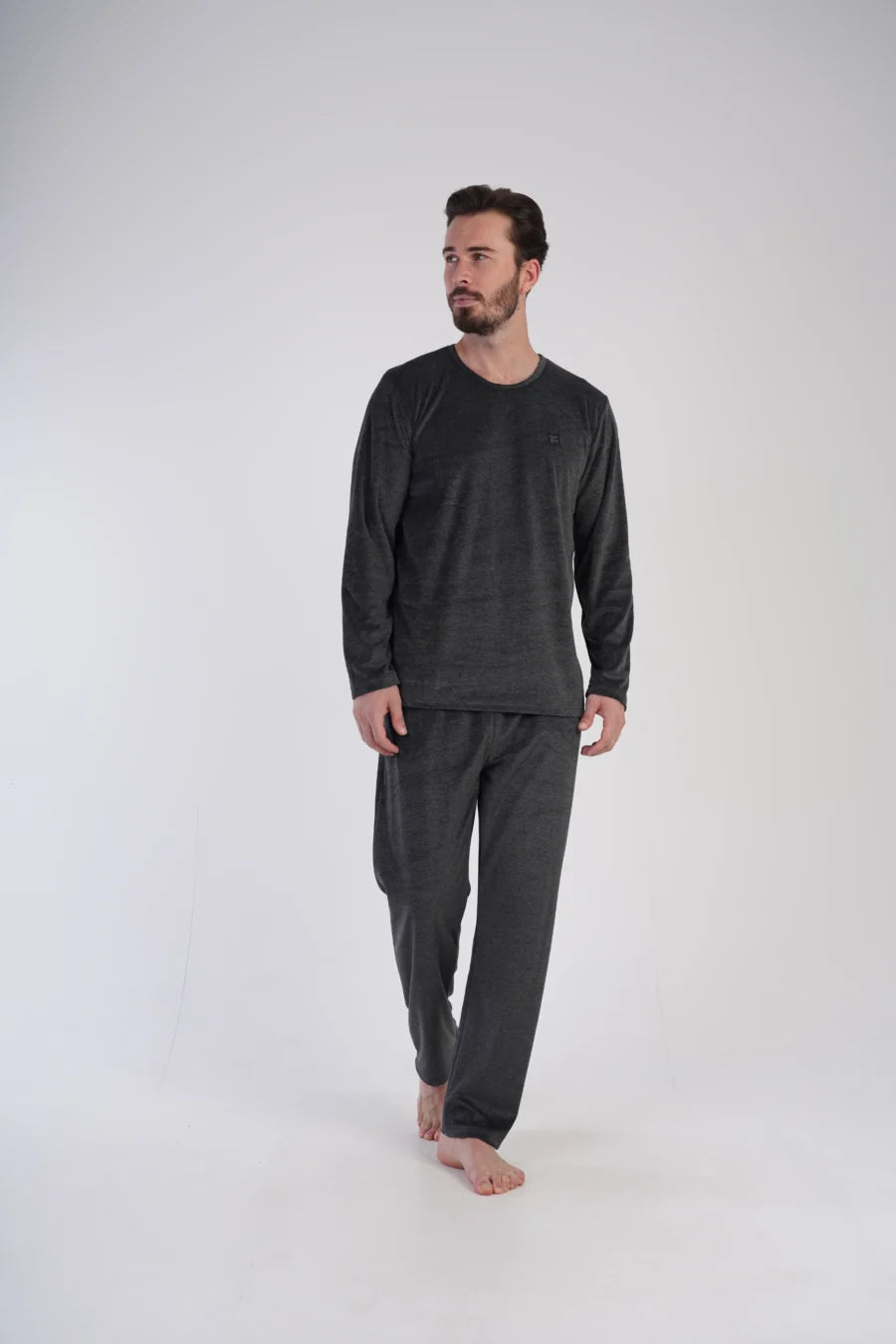 Piżama Męska Vienetta Velour Night, Grafitowy, r. M-XXL