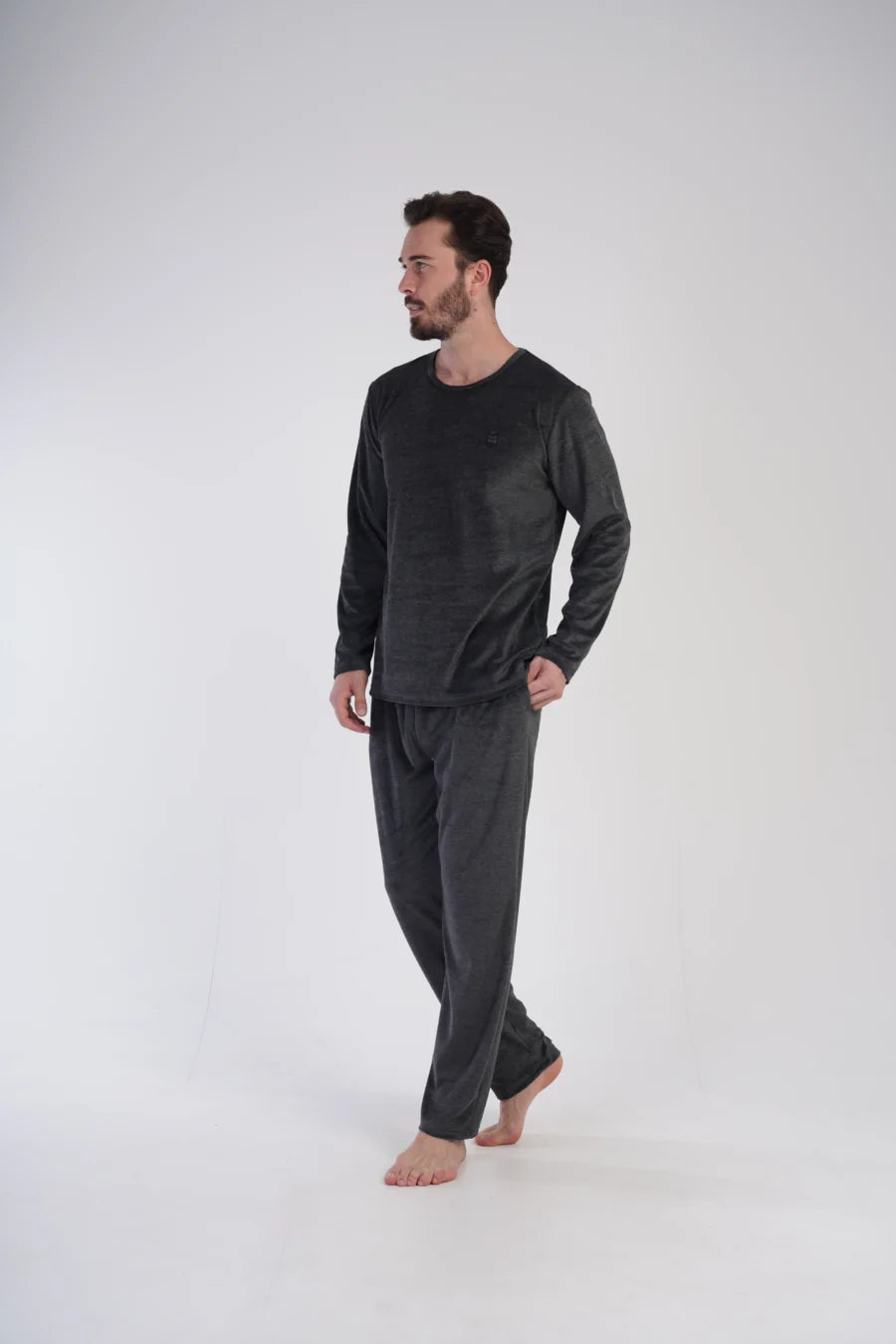 Piżama Męska Vienetta Velour Night, Grafitowy, r. M-XXL