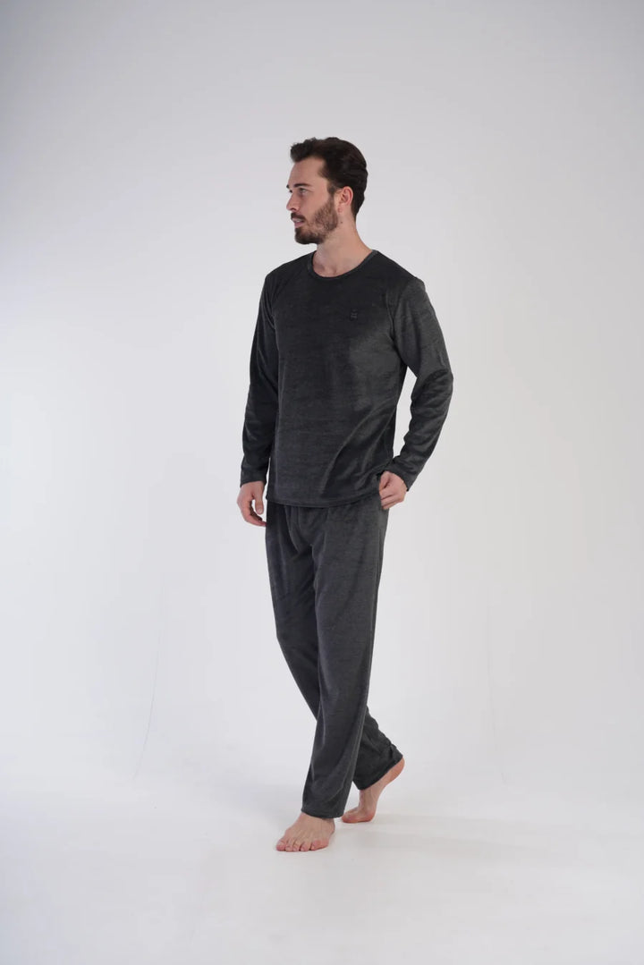 Piżama Męska Vienetta Velour Night, Grafitowy, r. M-XXL