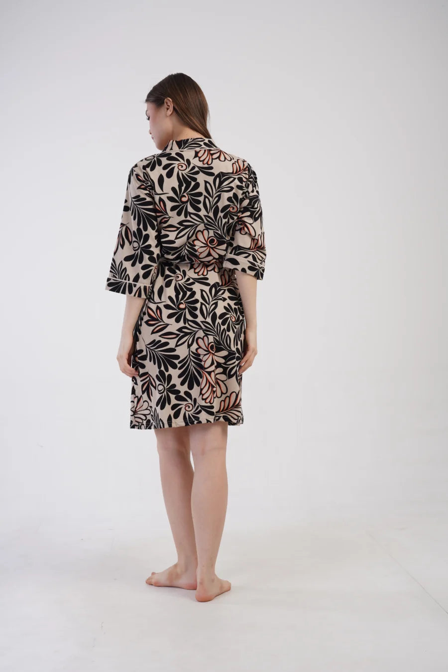 Szlafrok damski Vienetta Botanic Touch, Beżowy, r. 1XL - 4XL