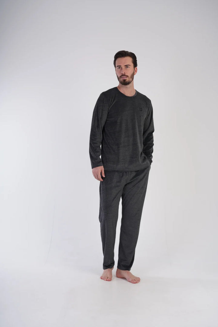 Piżama Męska Vienetta Velour Night, Grafitowy, r. M-XXL