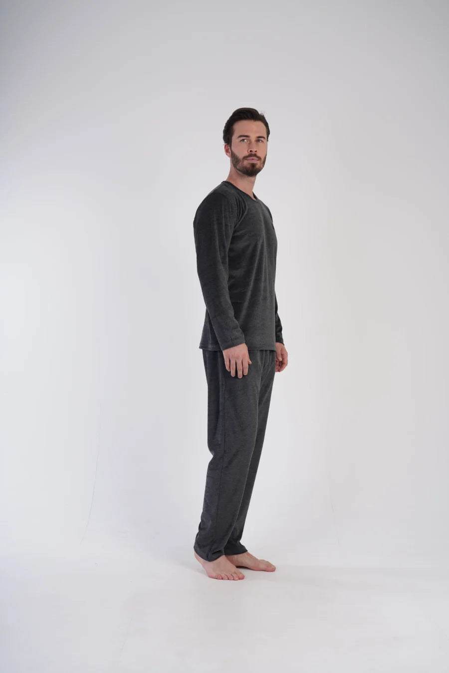 Piżama Męska Vienetta Velour Night, Grafitowy, r. M-XXL