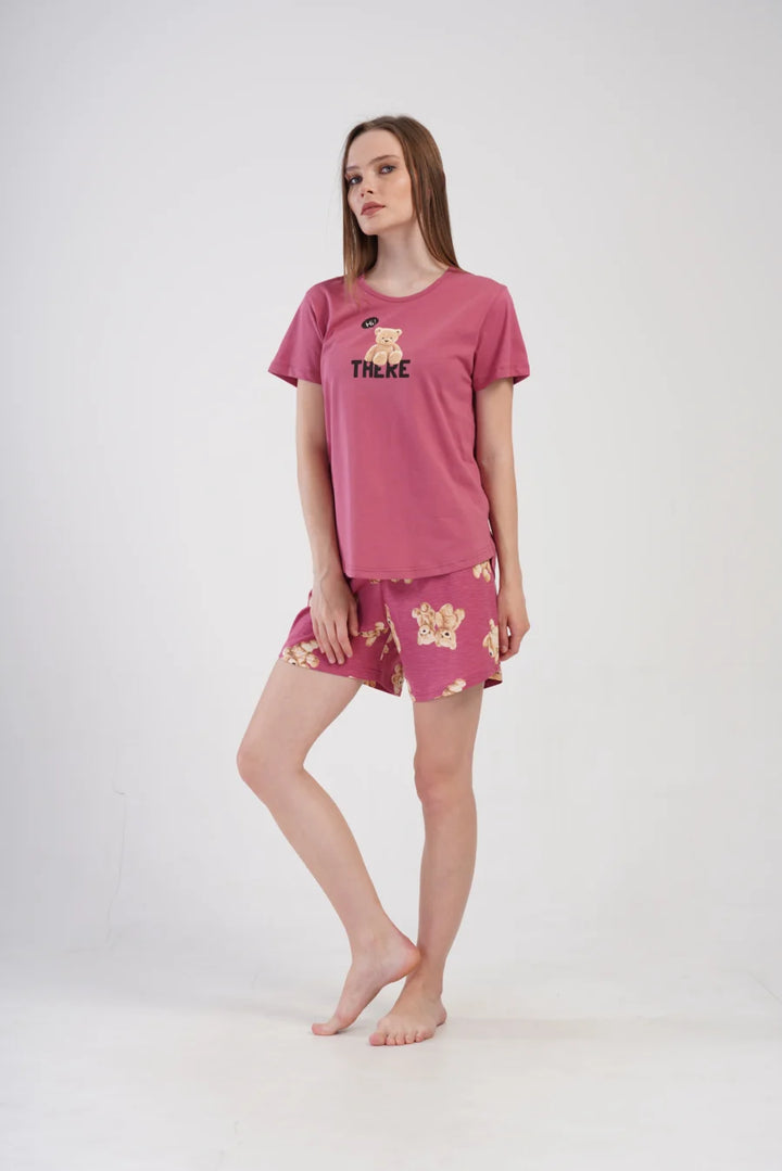 Piżama Damska Vienetta Hi There, Różowy, S -XL