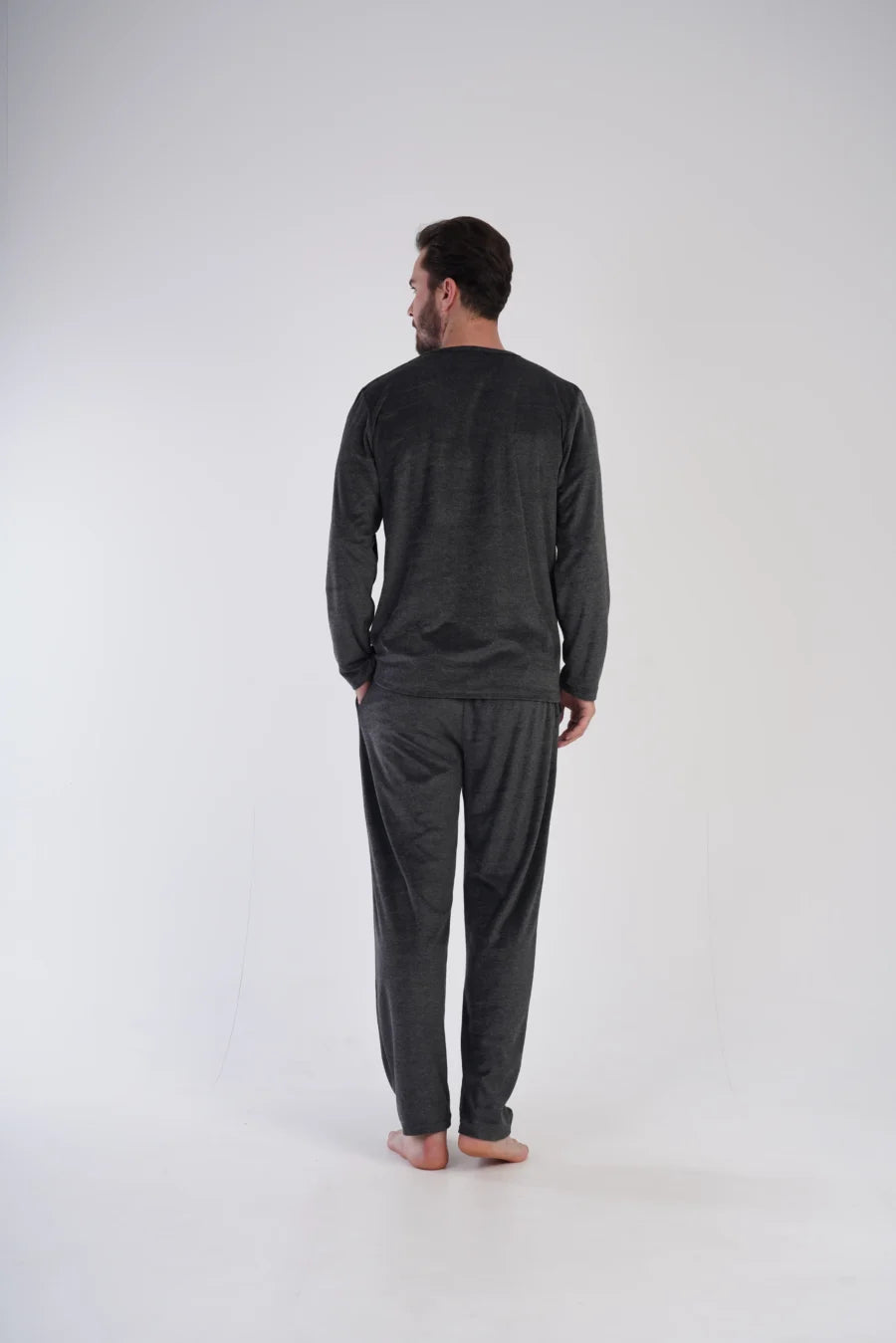 Piżama Męska Vienetta Velour Night, Grafitowy, r. M-XXL