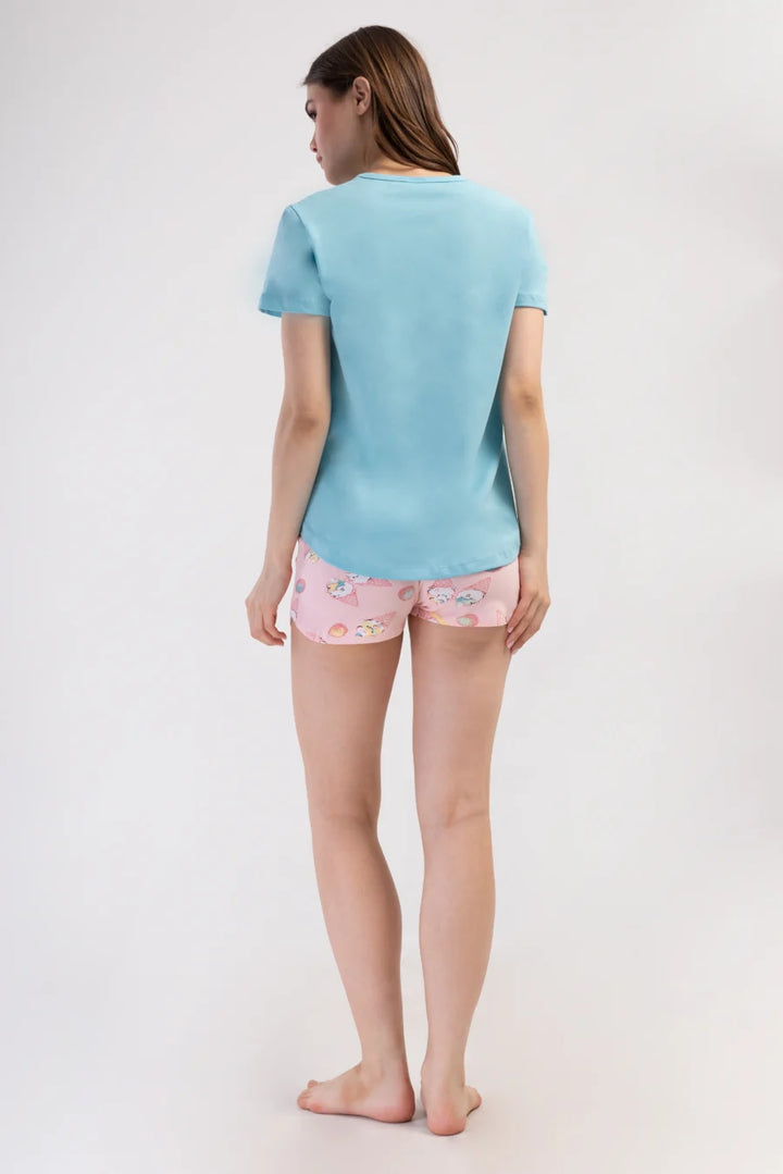 Piżama Damska Vienetta Icecream, Niebieski, S -XL