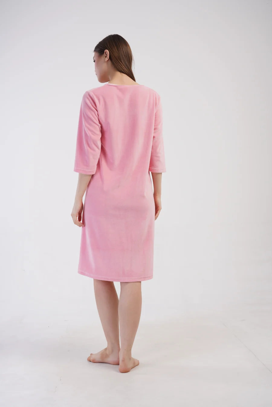 Szlafrok damski Welurowy Vienetta Velour Bloom, Różowy, r. M-XXL