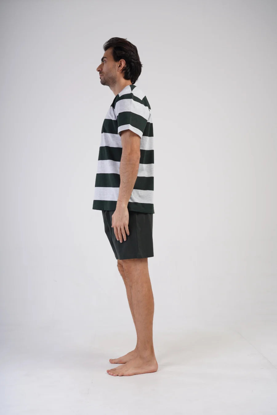 Piżama Męska Vienetta Cozy Stripes, Szary, r. 1XL-4XL