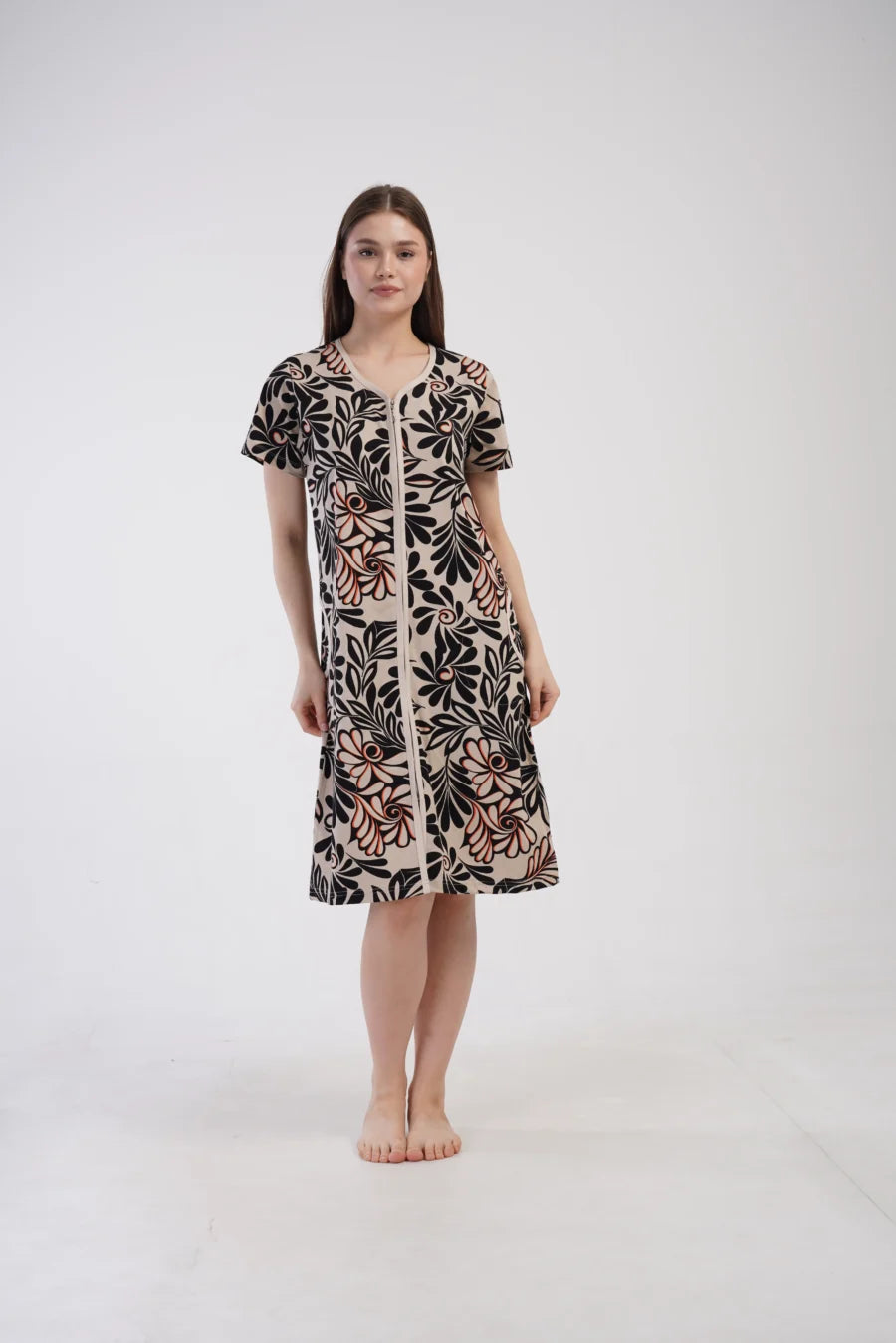 Szlafrok damski Zip Garden, Beżowy, r. M-XXL