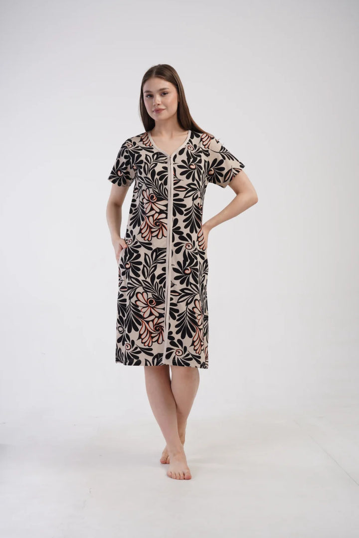 Szlafrok damski Zip Garden, Beżowy, r. M-XXL