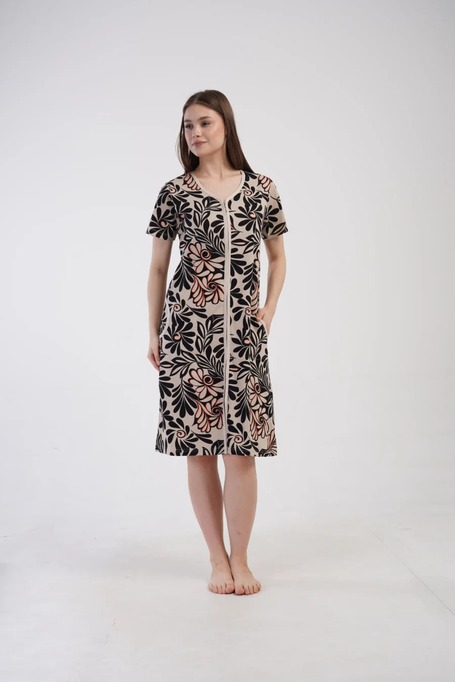 Szlafrok damski Zip Garden, Beżowy, r. M-XXL