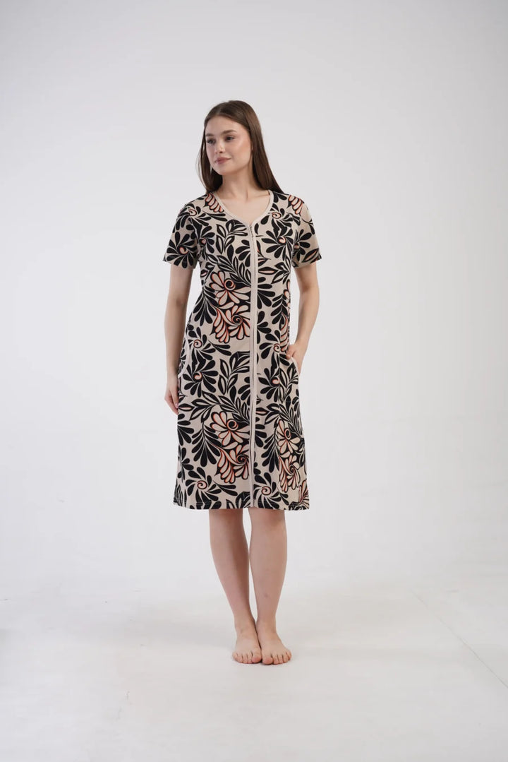 Szlafrok damski Zip Garden, Beżowy, r. M-XXL