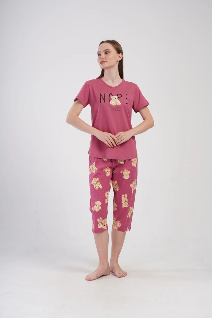 Piżama Damska Vienetta Nope Teddy, Różowy, r. M-XXL