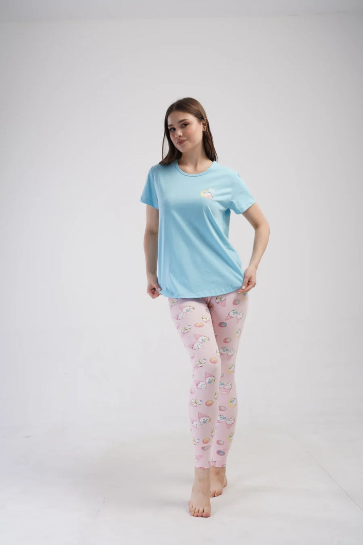 Piżama Damska Vienetta Sweet Things, Niebieski, r. S-XL