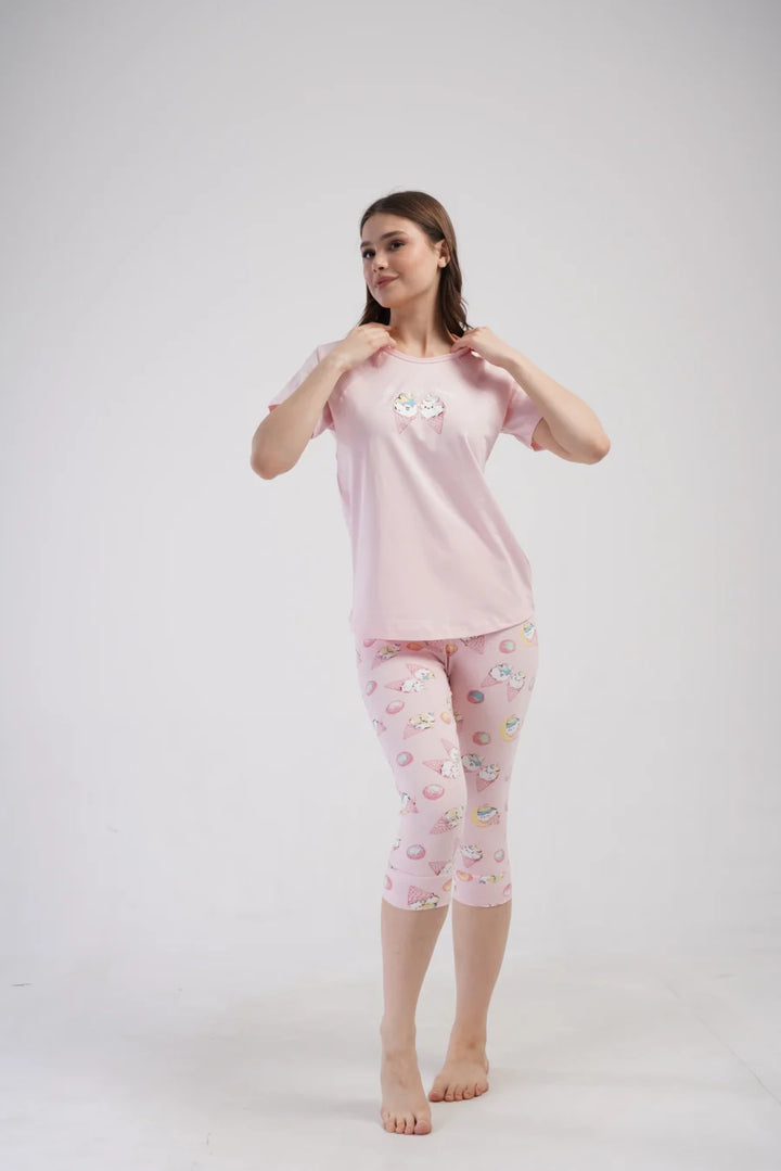 Piżama Damska Vienetta Ice Creams, Różowy, r. M-XXL