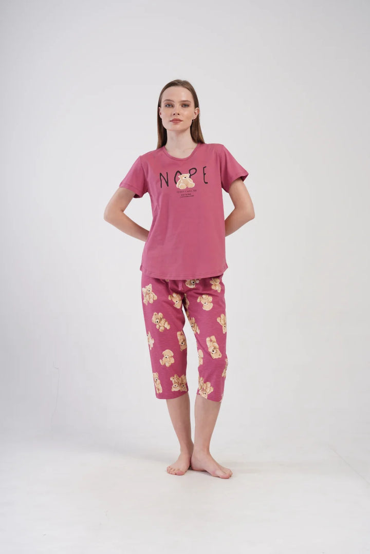 Piżama Damska Vienetta Nope Teddy, Różowy, r. M-XXL