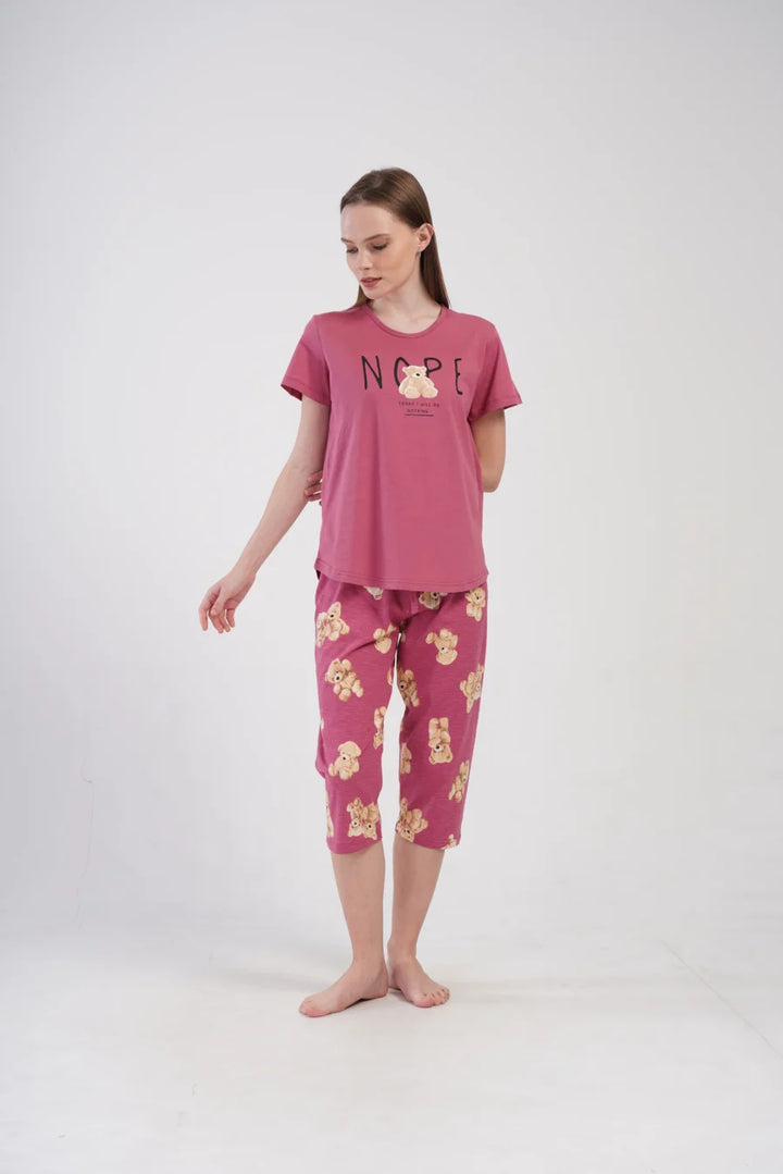 Piżama Damska Vienetta Nope Teddy, Różowy, r. M-XXL